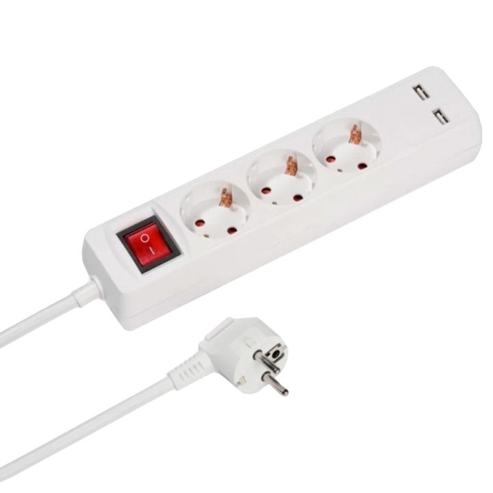 REGLETA VIVANCO VVELSTR3SCH2USBW 3 ENCHUFES + 2 USB